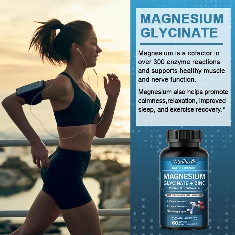 Magnesio Glycine 500mg con Zinc y Vitaminas | Sueño y Bienestar