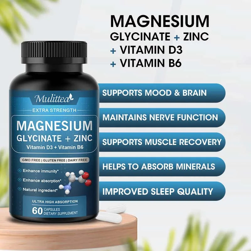 Magnesio Glycine 500mg con Zinc y Vitaminas | Sueño y Bienestar