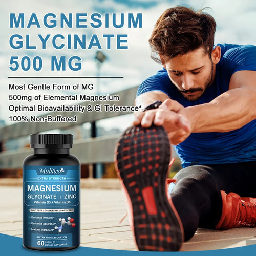 Magnesio Glycine 500mg con Zinc y Vitaminas | Sueño y Bienestar