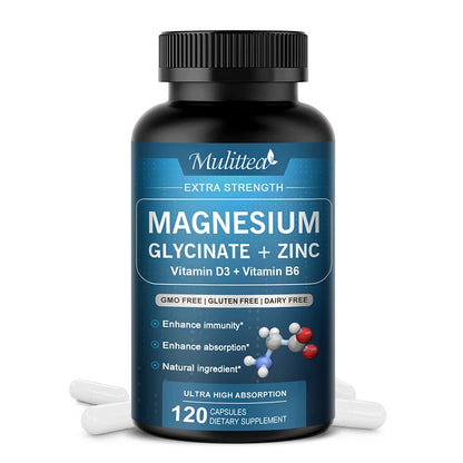 Magnesio Glycine 500mg con Zinc y Vitaminas | Sueño y Bienestar